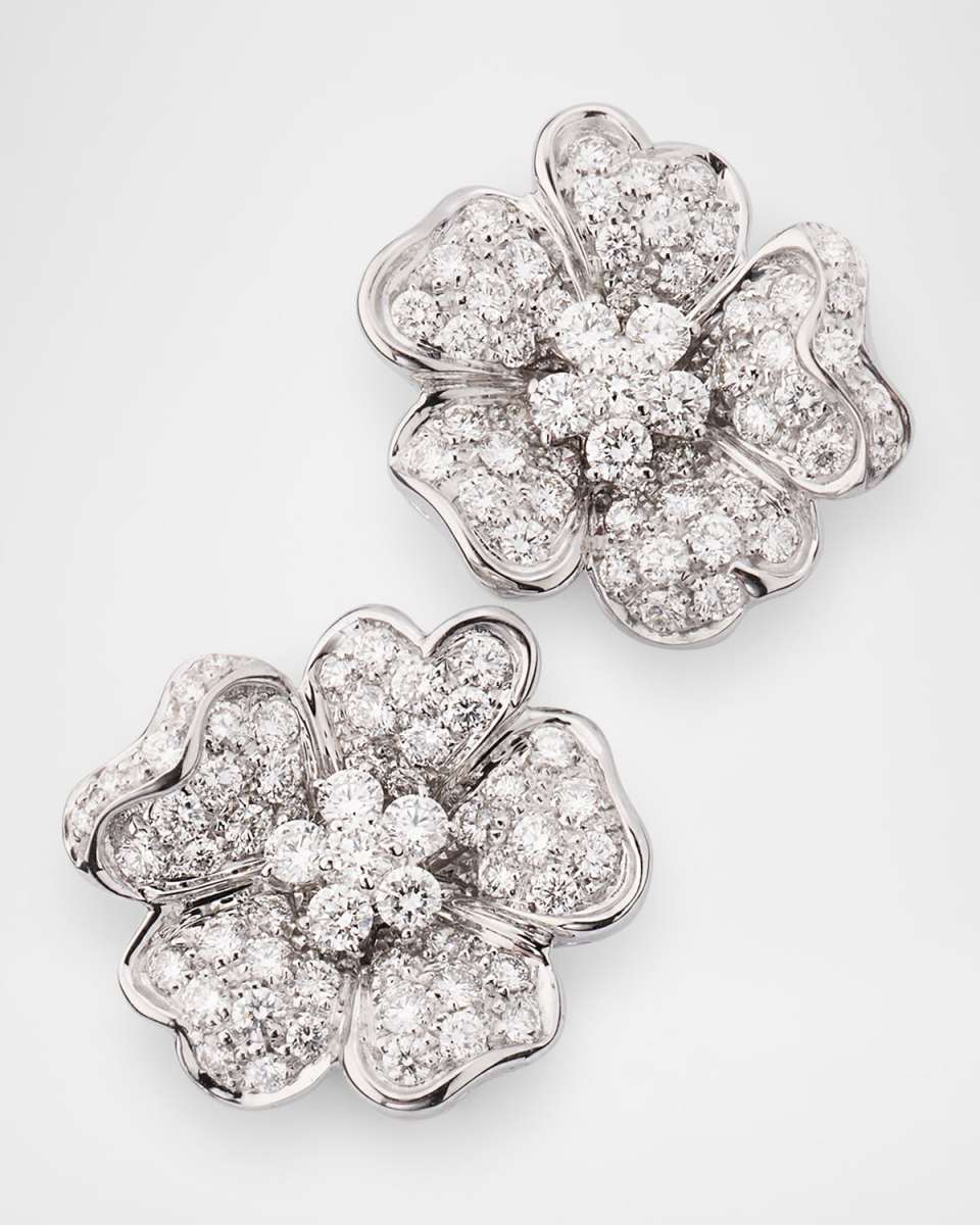 Flora 18K White Gold Diamond Earrings